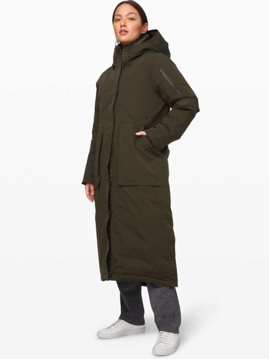 lululemon athletica Jackets & Blazers - Lululemon Winter Warrior Long Parka Coat in Dark Olive Green Sz. 6